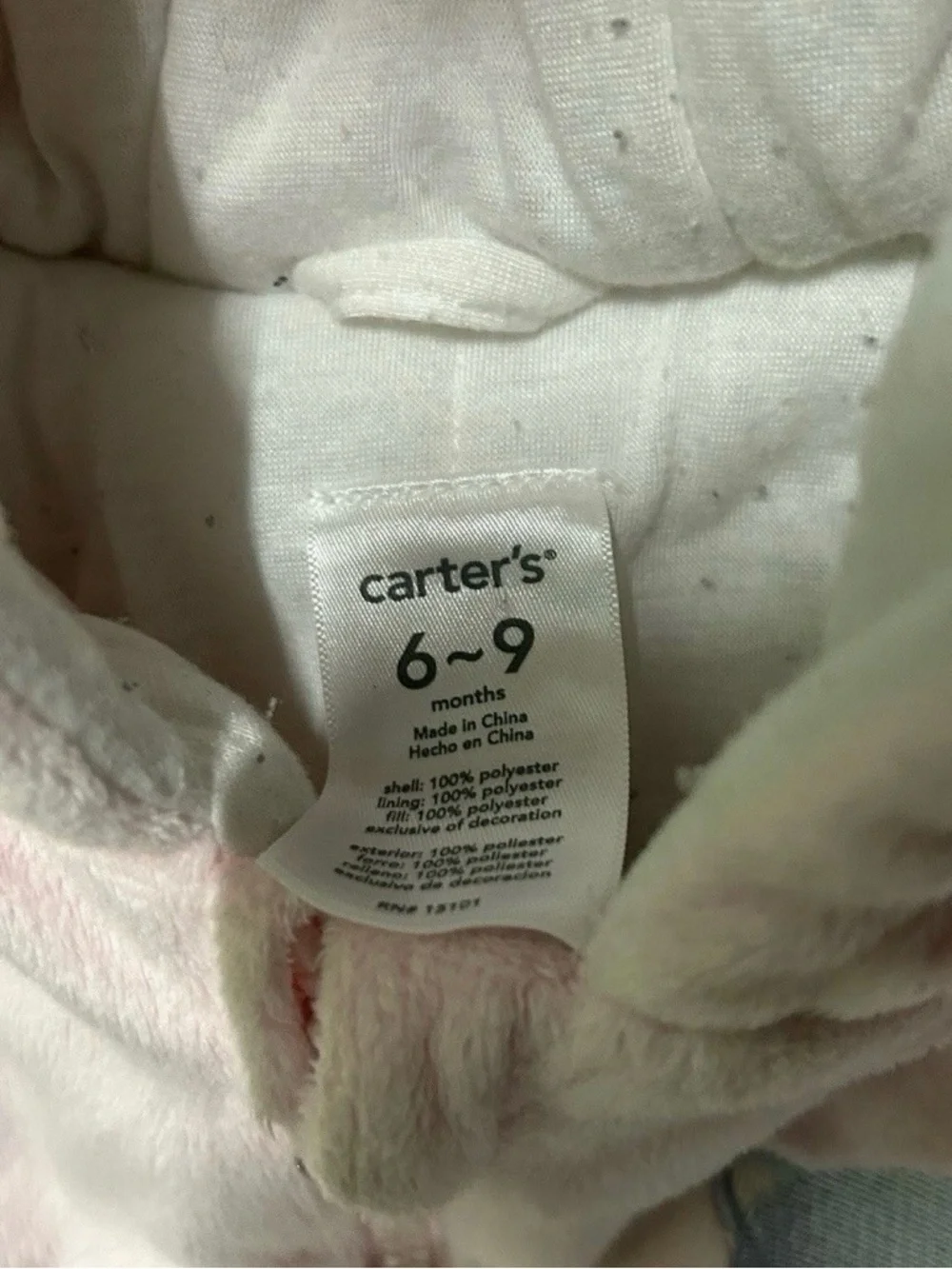 Baby Girl Carter’s Pink Winter Bunting Suit Size 6-9 Months